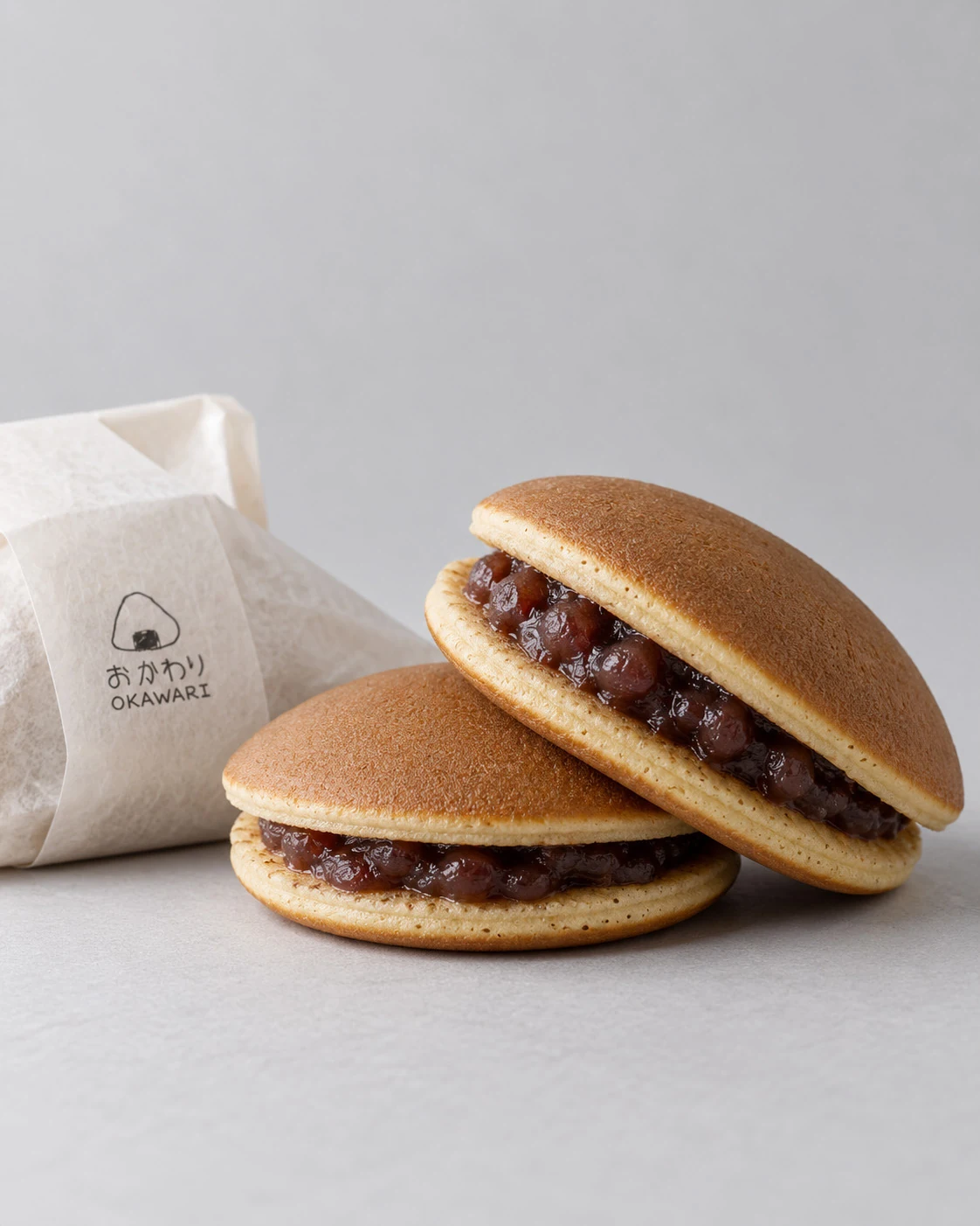 Golden dorayaki pancakes filled with sweet red bean